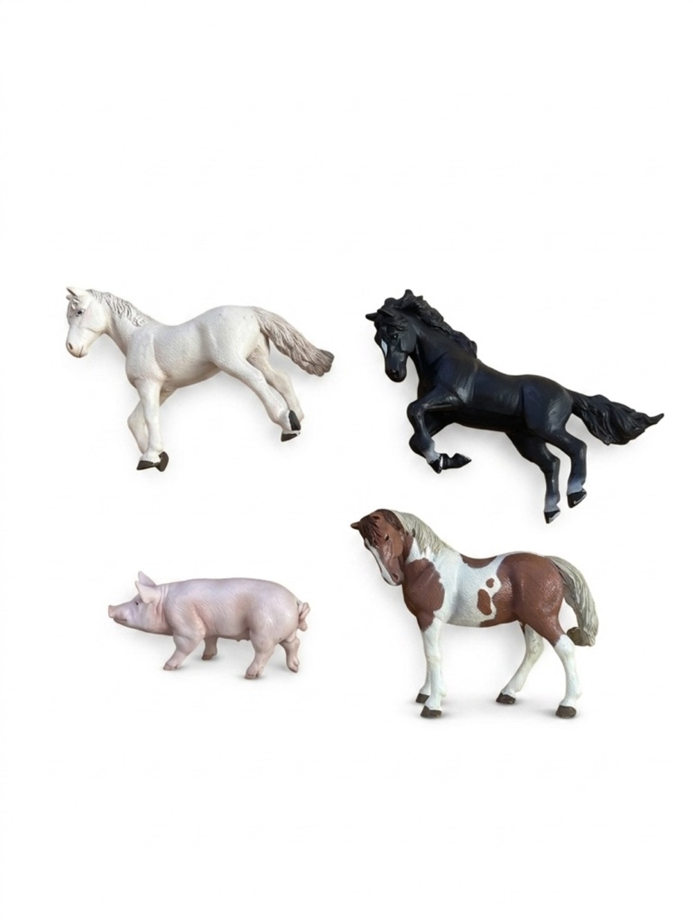 Lot Of 4 Papo Horses‎ Rearing Mustang Stallion Pig Cremello Pinto Mare Figures